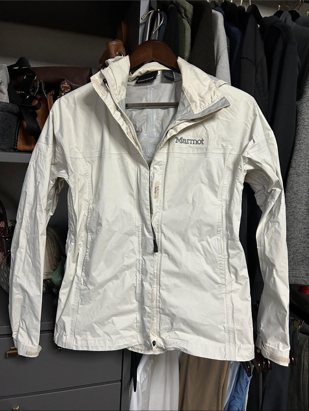 Marmot Women’s White Hooded Waterproof Ski Jacket